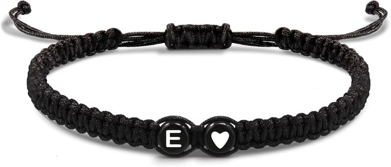 Btysun Valentines Day Gifts for Him Boyfriend, Initial Bracelets for Women Teen Valentines Gifts for Her Trendy Stuff Best Friend Birthday Gift Graduation Adjustable Letter A-Z Braided Bracelets Heart Link Sister Daughter Mother's Day Mom Female Christmas Jewelry - Image 1